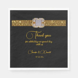 Guardanapo De Papel Casamento de Brooch Dourado negro e legante