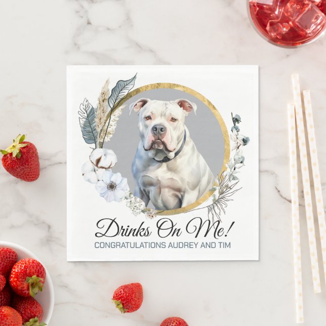 Guardanapo De Papel Casamento De Bulldog Americano Com Napkins Com Cãe (Insitu)