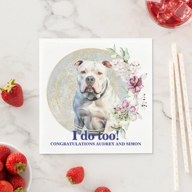 Guardanapo De Papel Casamento De Bulldog Americano Com Napkins Com Cãe (Insitu)