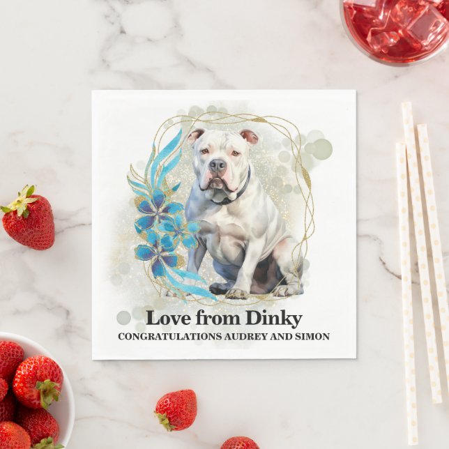 Guardanapo De Papel Casamento De Bulldog Americano Com Napkins Com Cãe (Insitu)