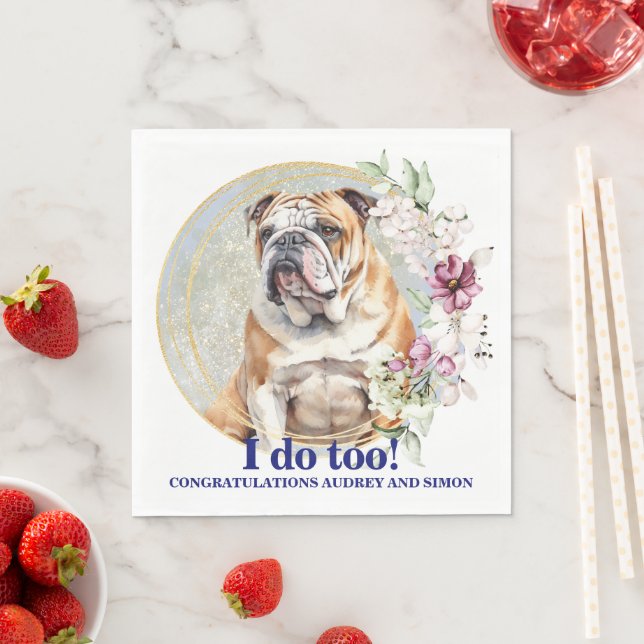Guardanapo De Papel Casamento De Bulldog Em Nápoles Com Foto De Cães (Insitu)