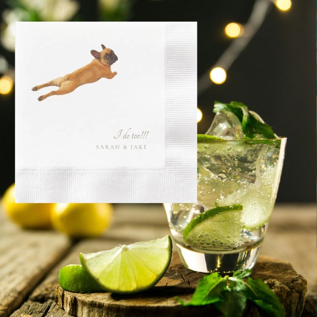 Guardanapo De Papel Casamento de Bulldog Francês com Pet Personalizado (Criador carregado)