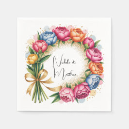 Guardanapo De Papel Casamento de Buquê de Peony Elegante