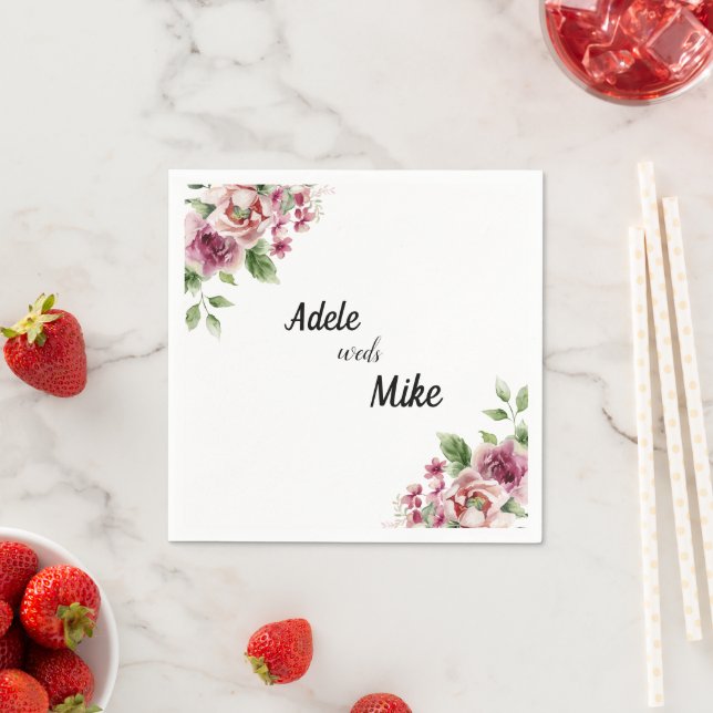 Guardanapo De Papel Casamento de Buquê Rosa Rosa Rosa Elegante (Insitu)