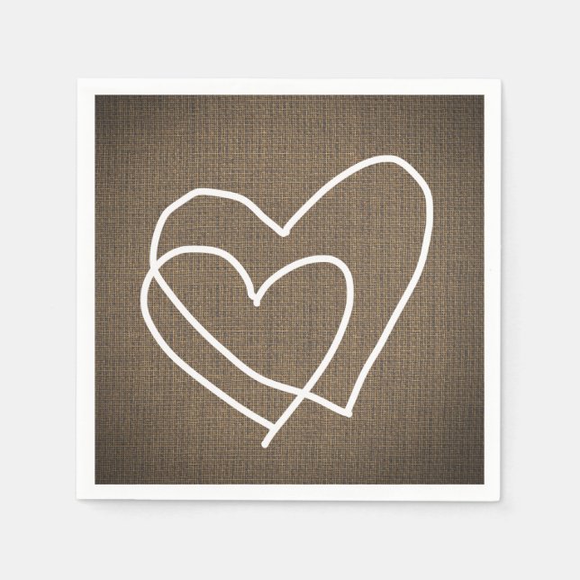 Guardanapo De Papel Casamento de Burlap Hearts Rustic Country (Frente)