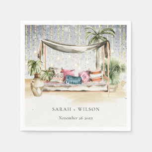 Guardanapo De Papel Casamento de Cabana Tropical Palm Beach Starry Nig