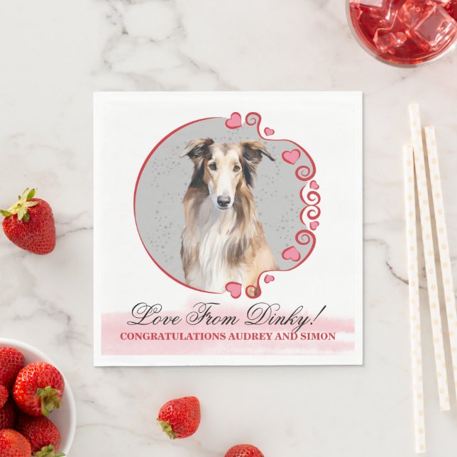 Guardanapo De Papel Casamento De Cachorro Borzoi Com Napkins Com Cães  (Insitu)