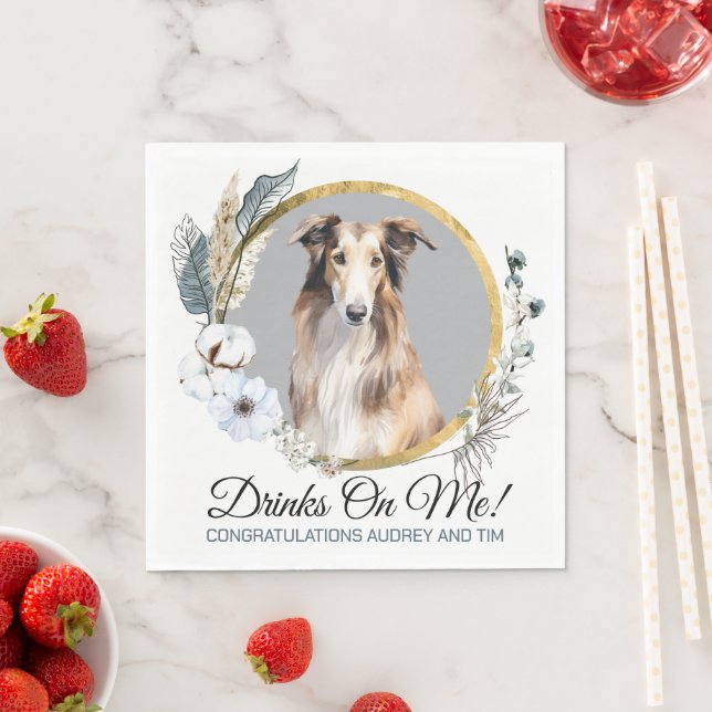 Guardanapo De Papel Casamento De Cachorro Borzoi Com Napkins Com Cães  (Insitu)