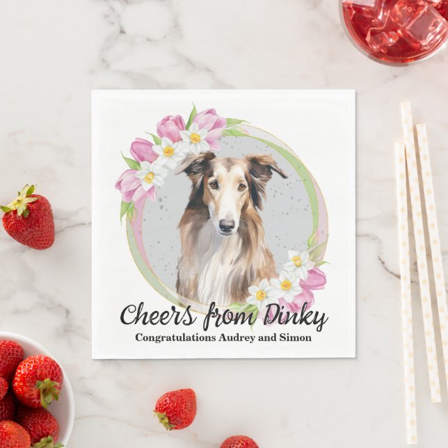 Guardanapo De Papel Casamento De Cachorro Borzoi Com Napkins Com Cães  (Insitu)