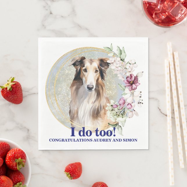 Guardanapo De Papel Casamento De Cachorro Borzoi Com Napkins Com Cães  (Insitu)