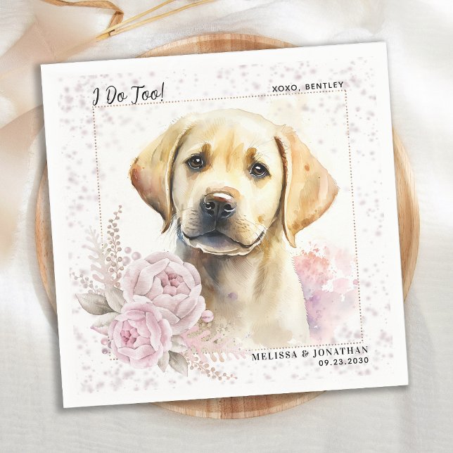 Guardanapo De Papel Casamento De Cachorro Floral Com Labrador Retrieve (Criador carregado)