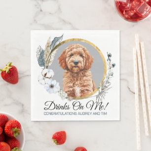 Guardanapo De Papel Casamento de Cachorro Goldendoodle Napkins com Fot