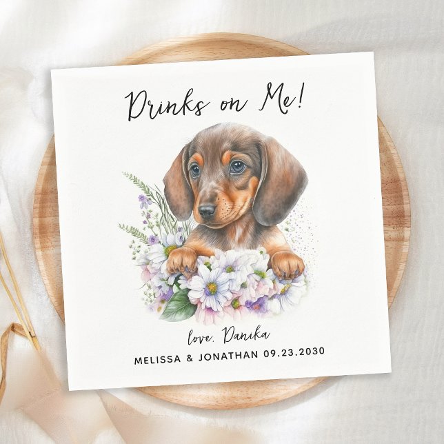 Guardanapo De Papel Casamento de Cães Cocktail personalizado de Dachsh (Criador carregado)