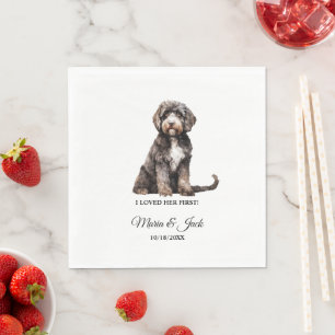 Guardanapo De Papel Casamento de Cães de Água em Portugal com Napkins