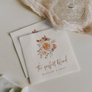 Guardanapo De Papel Casamento de Café Floral Boho "A Mistura Perfeita"