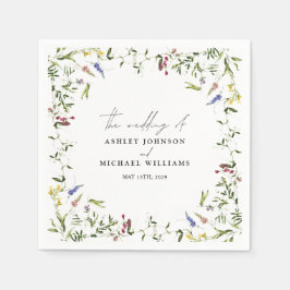 Guardanapo De Papel Casamento de Caligrafia de Flor Selvagem Moderno d