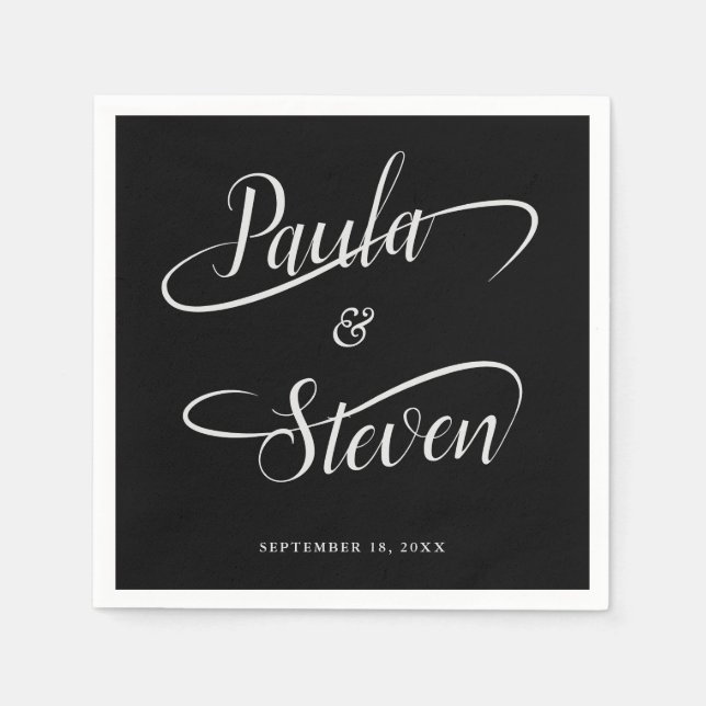 Guardanapo De Papel Casamento de Caligrafia por Swash com Manuscrito d (Frente)