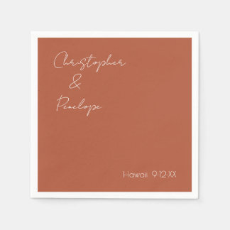 Guardanapo De Papel Casamento de Calliografia Minimalista Terra Cotta