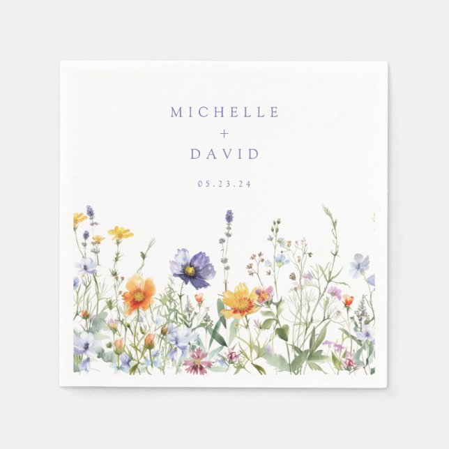 Guardanapo De Papel Casamento de Campo de Flores Selvagens (Frente)