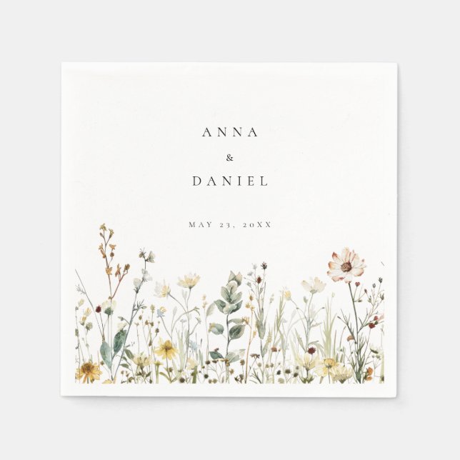 Guardanapo De Papel Casamento de Campo de Flores Silvestres Rústico (Frente)