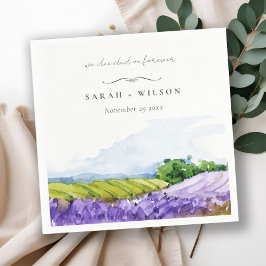 Guardanapo De Papel Casamento de Campos de Lavanda de Aquarelas Rustic