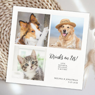 Guardanapo De Papel Casamento de Cão de Gato Pet Exclusivo com Colagem
