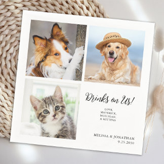 Guardanapo De Papel Casamento de Cão de Gato Pet Exclusivo com Colagem