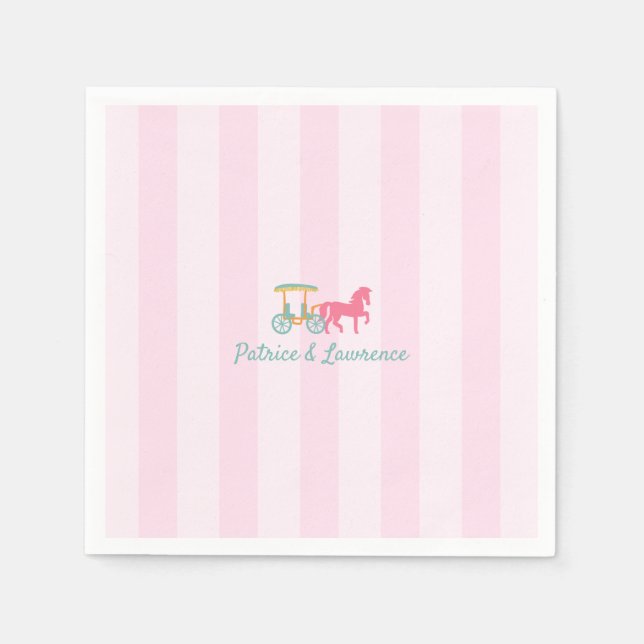 Guardanapo De Papel Casamento de Carruagem Desenhada da Ilha Mackinac (Frente)