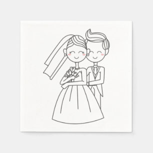 Guardanapo De Papel Casamento De Cartões De Amor E Noiva