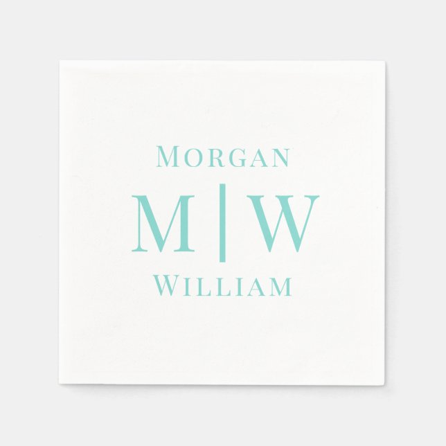 Guardanapo De Papel Casamento de Casal Simples 2 Nomes Iniciais VS Cor (Frente)