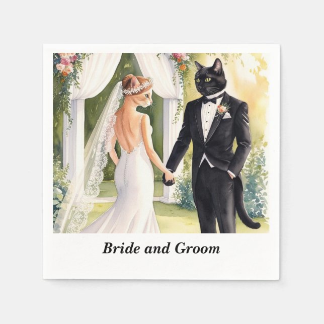 Guardanapo De Papel Casamento de Cat com noiva e noiva (Frente)