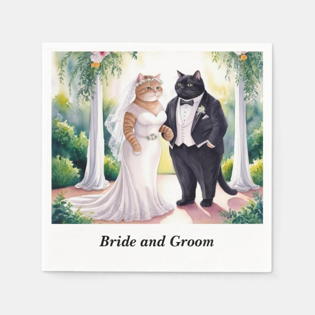 Guardanapo De Papel Casamento de Cat com noiva e noiva (Frente)