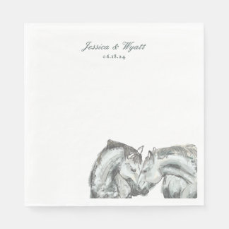 Guardanapo De Papel Casamento de Cavalos Nuzzling Russos Elegantes
