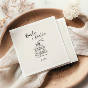 Guardanapo De Papel Casamento de Champanhe Ilustrado Manuscrito