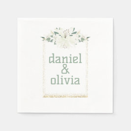 Guardanapo De Papel Casamento de Charm Green Wildflower Elegante