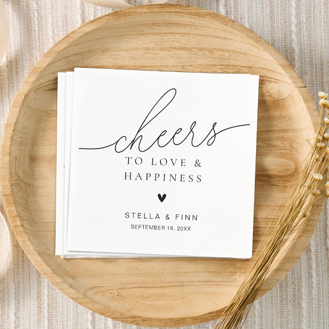 Guardanapo De Papel Casamento de Cheers de Script Elegante Moderno (Modern Elegant Script Cheers Wedding Napkins)