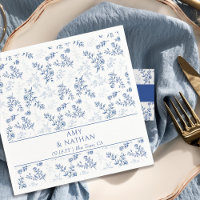 Casamento de Chinoiserie Elegante Azul Floral e Br