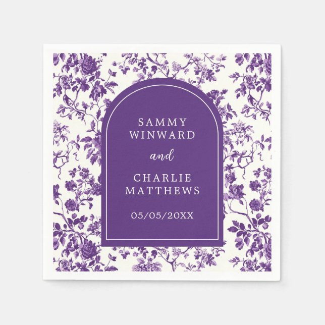 Guardanapo De Papel Casamento de Chinoiserie Roxo (Frente)
