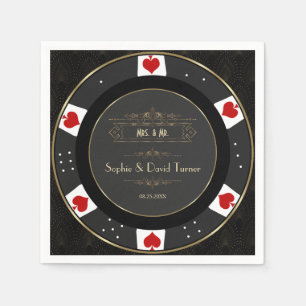 Guardanapo De Papel Casamento de Chip do Dourado Casino Moderno