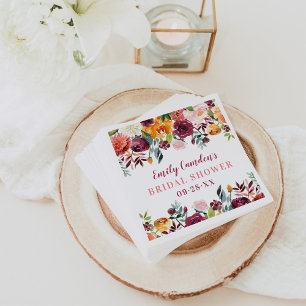 Guardanapo De Papel Casamento de Chuva de Noiva Floral de Outono Rústi