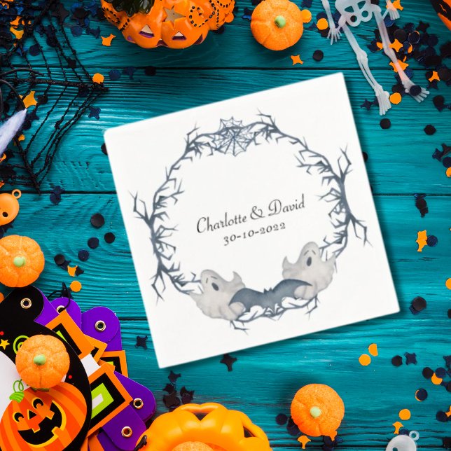 Guardanapo De Papel Casamento de Cinza Branca de Ghost Bat Halloween W (Criador carregado)