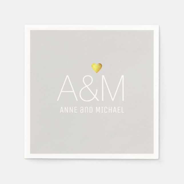 Guardanapo De Papel Casamento de cinzas leves clássicas monogramas (Frente)