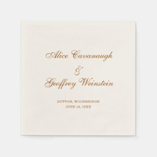 Guardanapo De Papel Casamento de Cobre e Marfim Elegante Simples