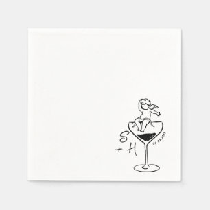 Guardanapo De Papel Casamento De Cocktail De Ícone Cupido Desenhado À 