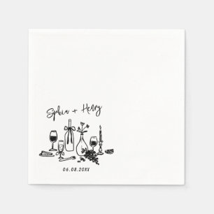 Guardanapo De Papel Casamento de Cocktail Moderno Elegante Desenhado à