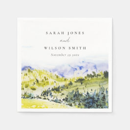 Guardanapo De Papel Casamento de Colinas do Condado de Aquarela Verde 