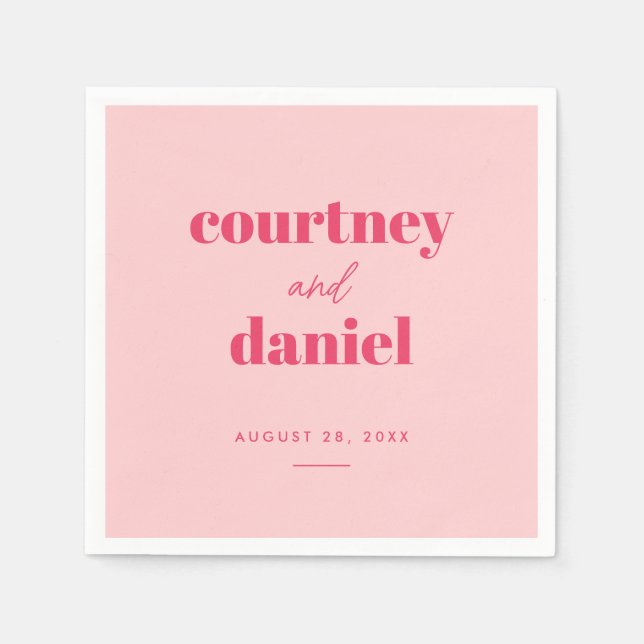 Guardanapo De Papel Casamento de Combinação de Tendência Moderna Rosa (Frente)