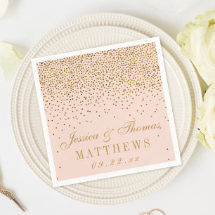 Guardanapo De Papel Casamento de Confetti Dourado e Rosa Esbranquiçad