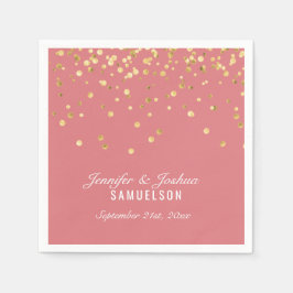 Guardanapo De Papel Casamento de Confetti Dourado ROSA SALMON Personal