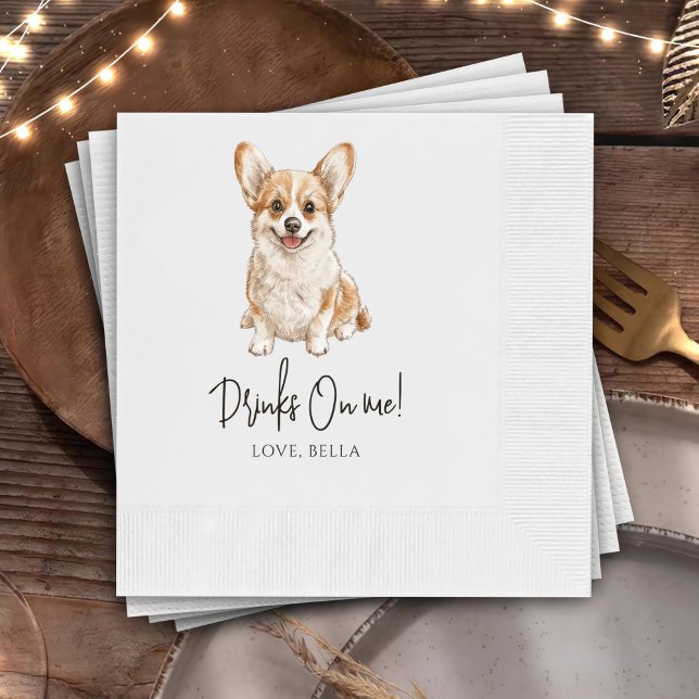 Guardanapo De Papel Casamento de Coquetel Pet Coquetel de Corgi Person (Criador carregado)